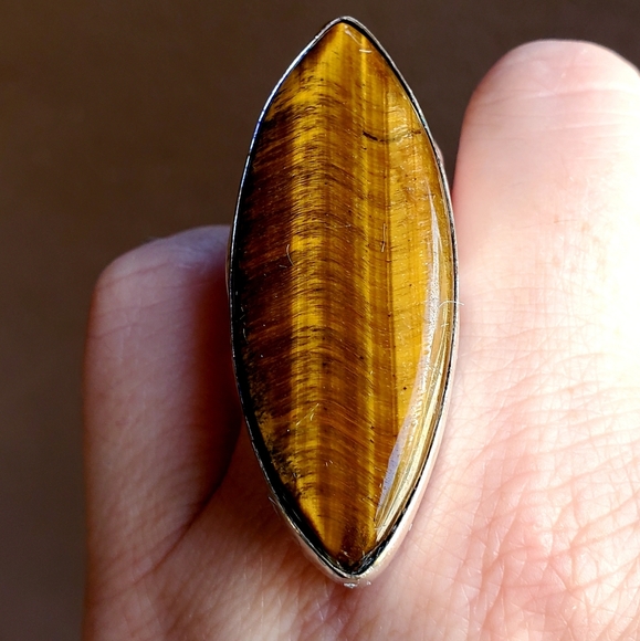 New Huge Tiger Eye 925 Silver Statement Ring. - Picture 13 of 15